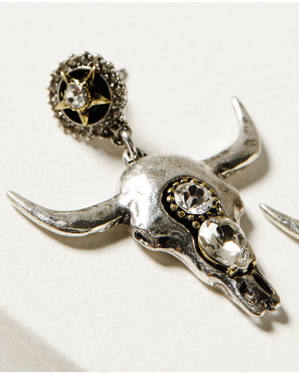 Image #2 - Idyllwind Women's Bexley Steer Head Earrings, Silver, hi-res