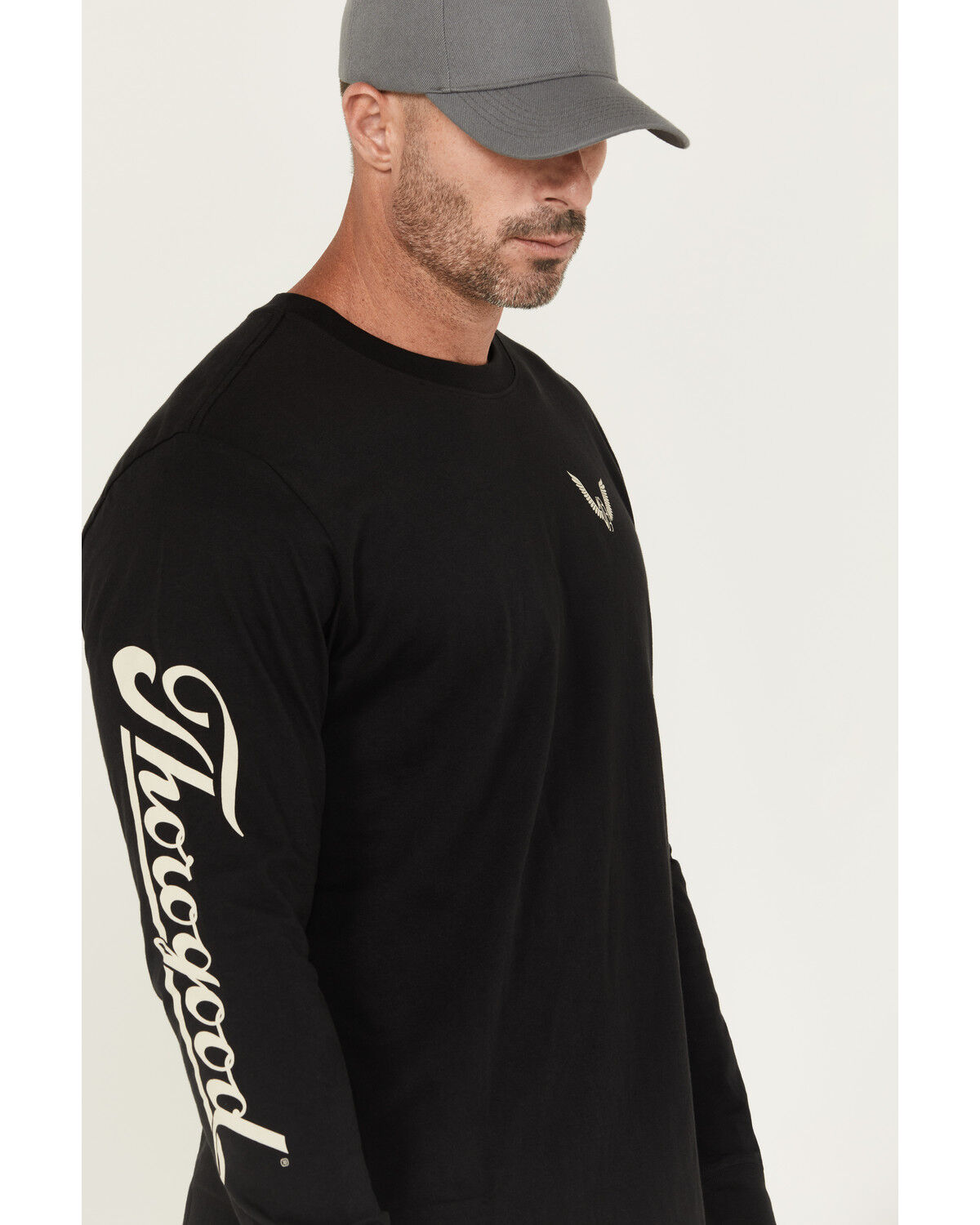 Image #2 - Thorogood Men's Wheel Script Logo Long Sleeve Graphic T-Shirt, Black, hi-res