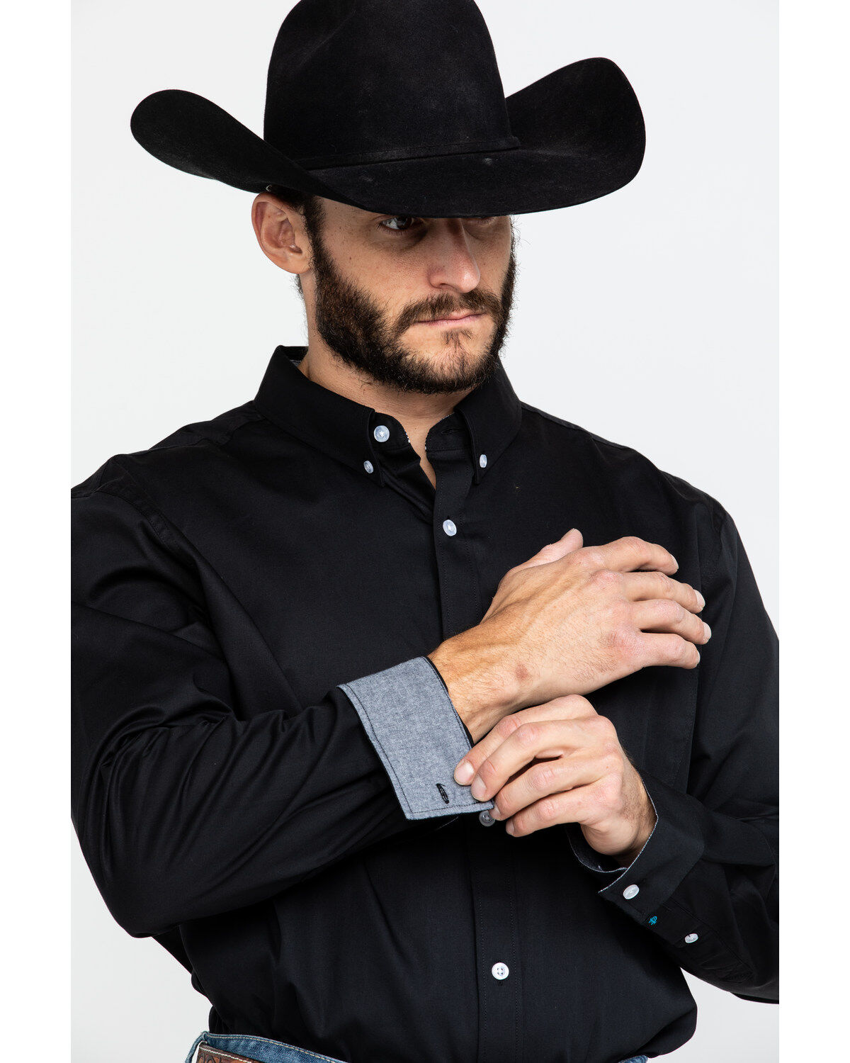 Image #4 - Cody James Core Black Solid Performance Twill Long Sleeve Western Shirt, , hi-res