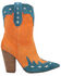 Image #2 - Dingo Women's Spicy Underlay Suede Leather Western Booties - Snip Toe, Orange, hi-res