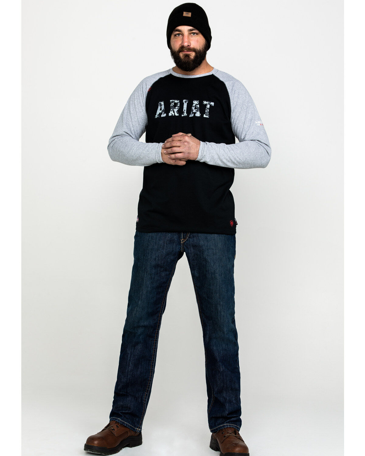Image #6 - Ariat Men's FR Baseball Logo Crew Long Sleeve Work T-Shirt , , hi-res
