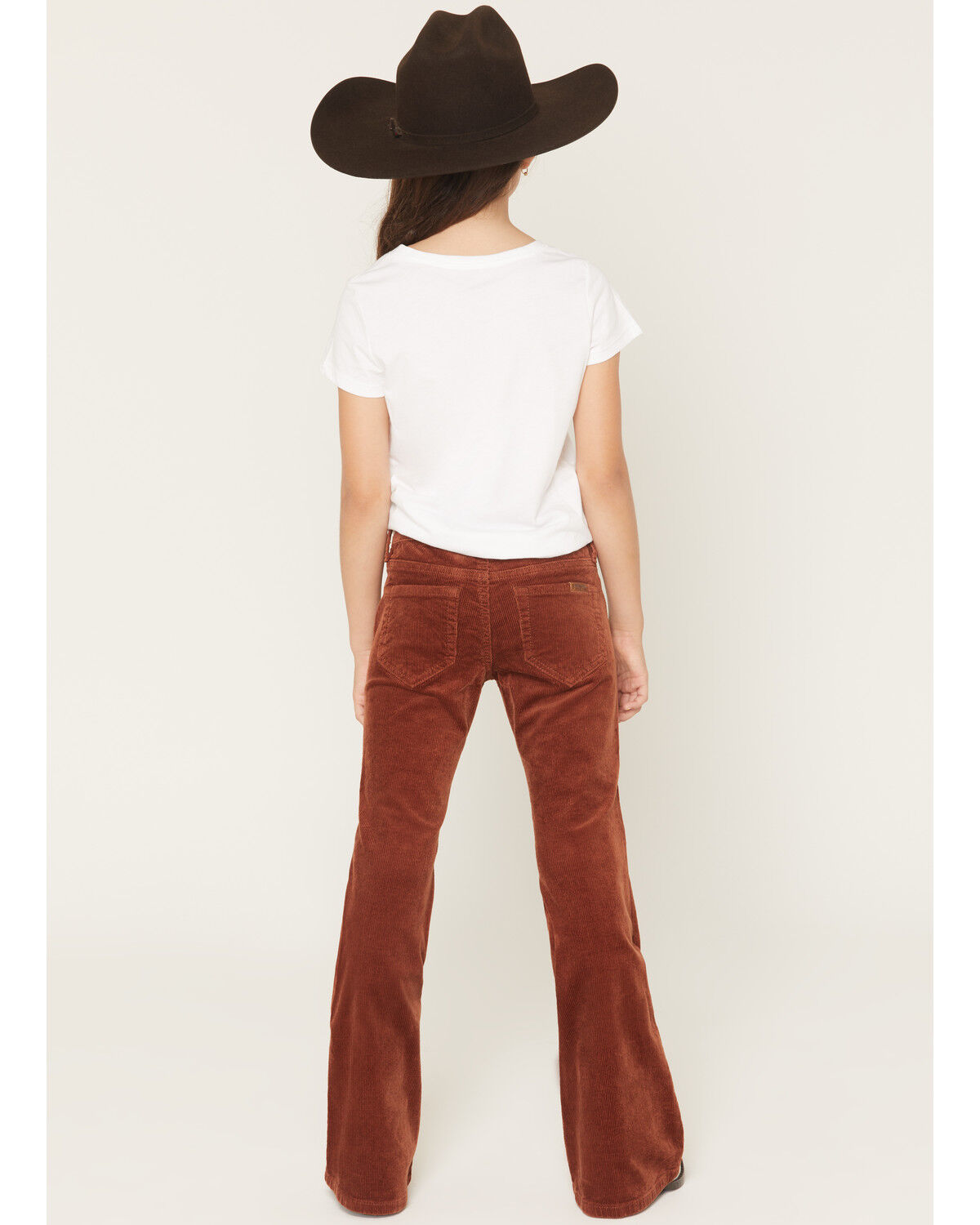 Image #3 - Rock & Roll Denim Girls' Corduroy Flare Stretch Jeans, Rust Copper, hi-res