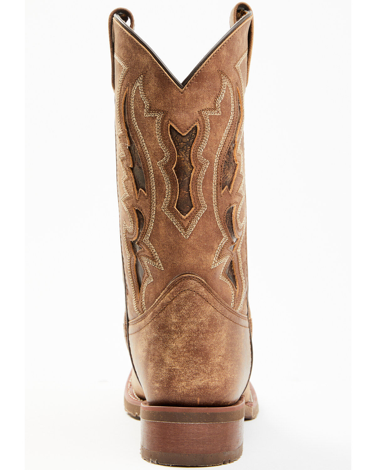 Image #5 - Laredo Men's Distressed Leather Western Boots - Broad Square Toe, Tan, hi-res