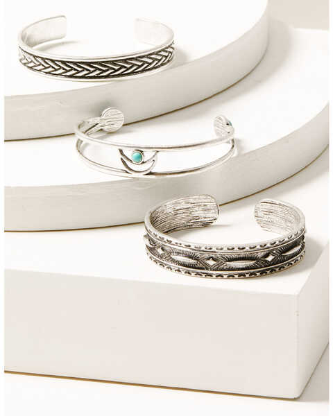 Shyanne Women's 3-piece Silver Cuff Bracelet Set, Silver, hi-res