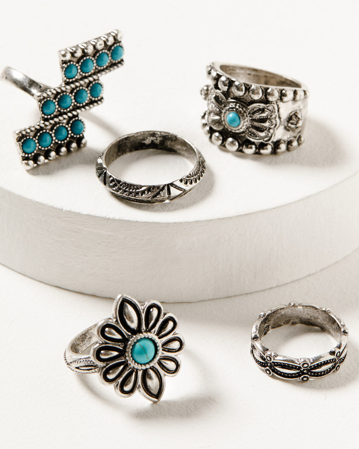 Image #1 - Shyanne Women's Desert Charm Concho Ring Set - 5-Piece, Silver, hi-res