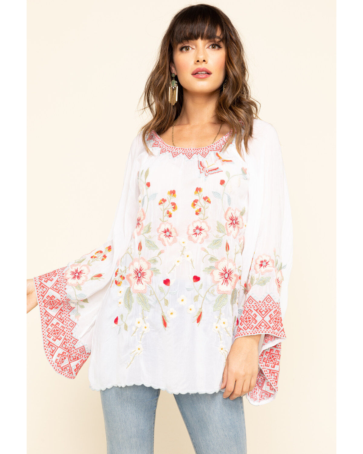 Image #1 - Johnny Was Women's White Grace Bell Sleeve Top, , hi-res