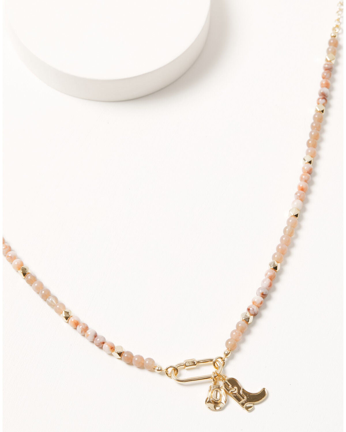 Shyanne Women's Boot and Hat Charm Necklace, Gold, hi-res