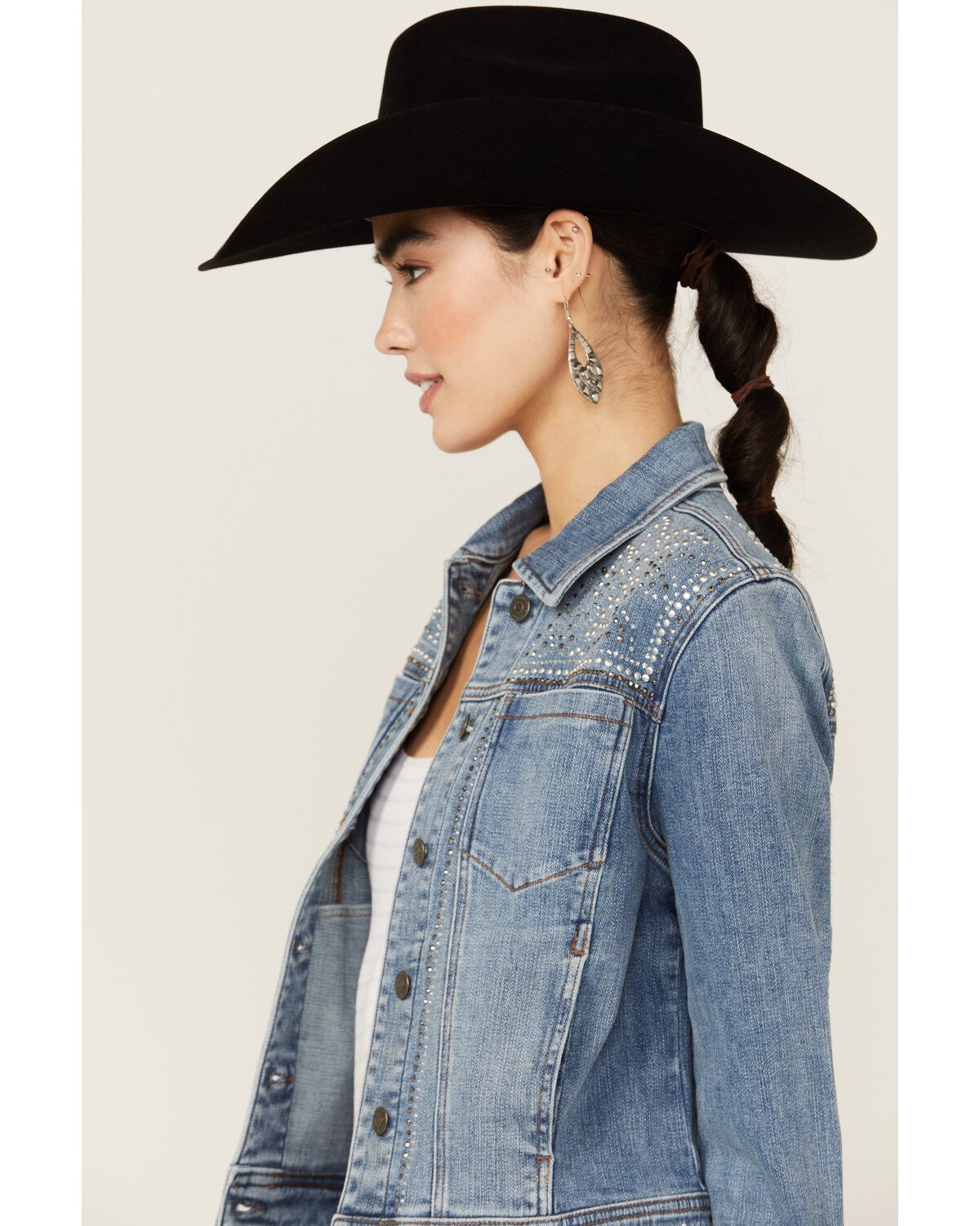 Image #2 - Idyllwind Women's Embellished Denim Trucker Jacket, Medium Wash, hi-res