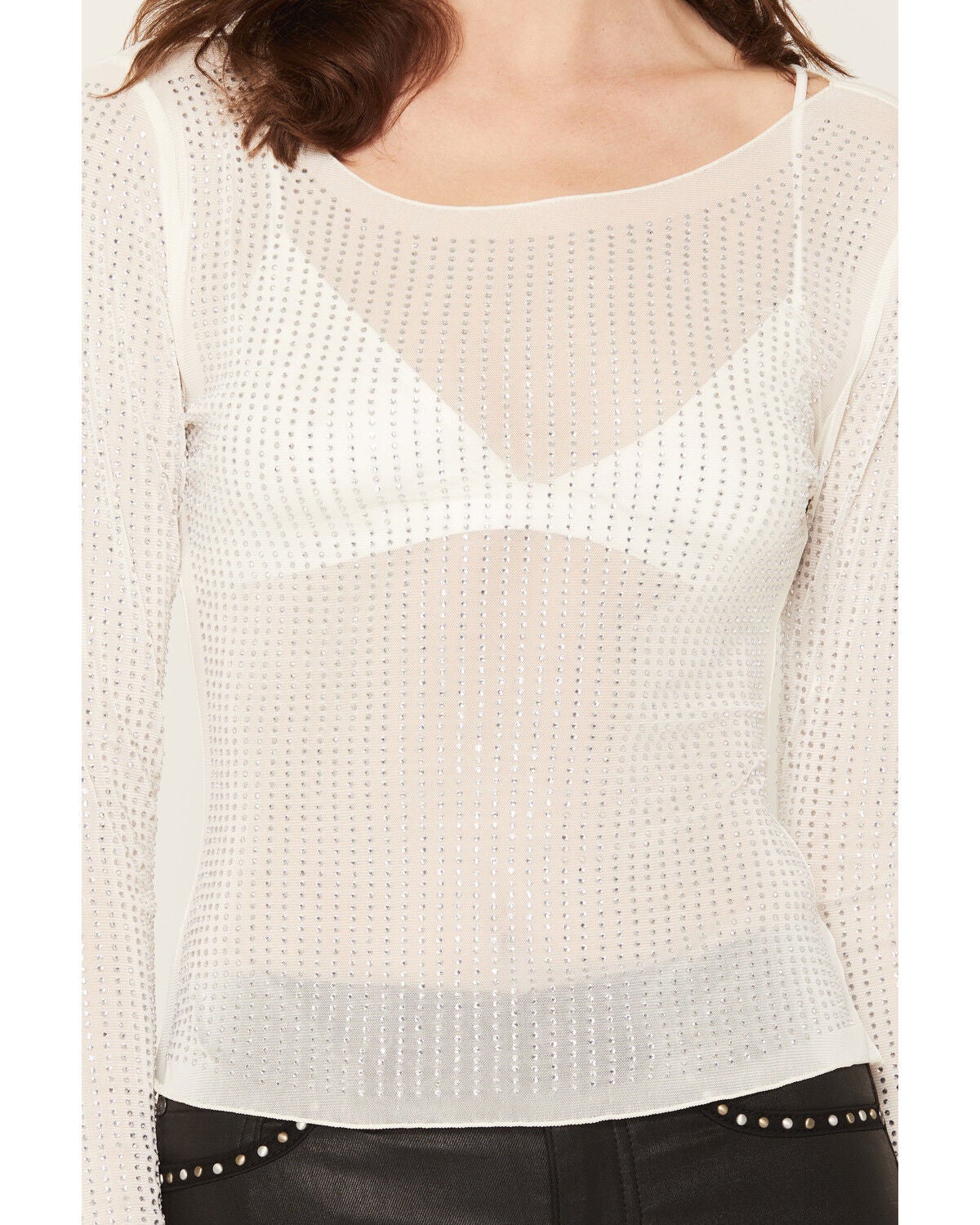Image #3 - Idyllwind Women's Hollyhock Long Sleeve Rhinestone Top, Ivory, hi-res