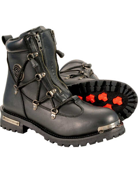 Milwaukee Leather Women's Twin Zipper Boots - Round Toe, Black, hi-res