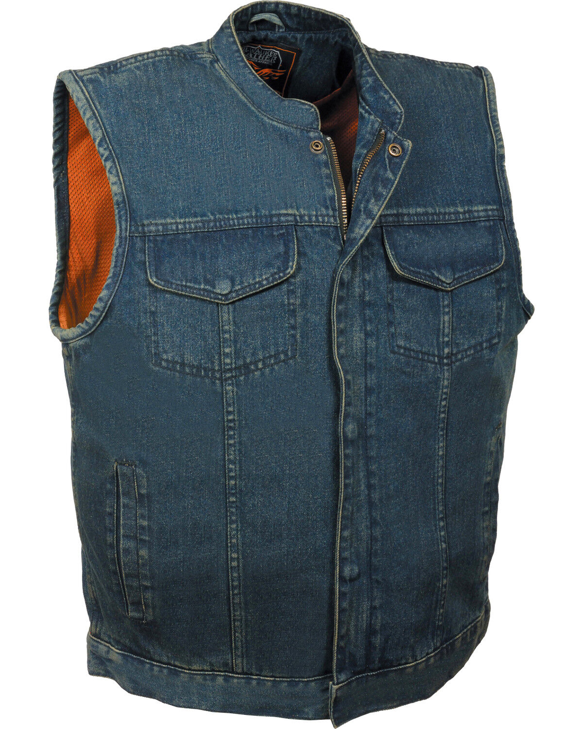 Image #1 - Milwaukee Leather Men's Concealed Snap Denim Club Style Vest - 3X, , hi-res