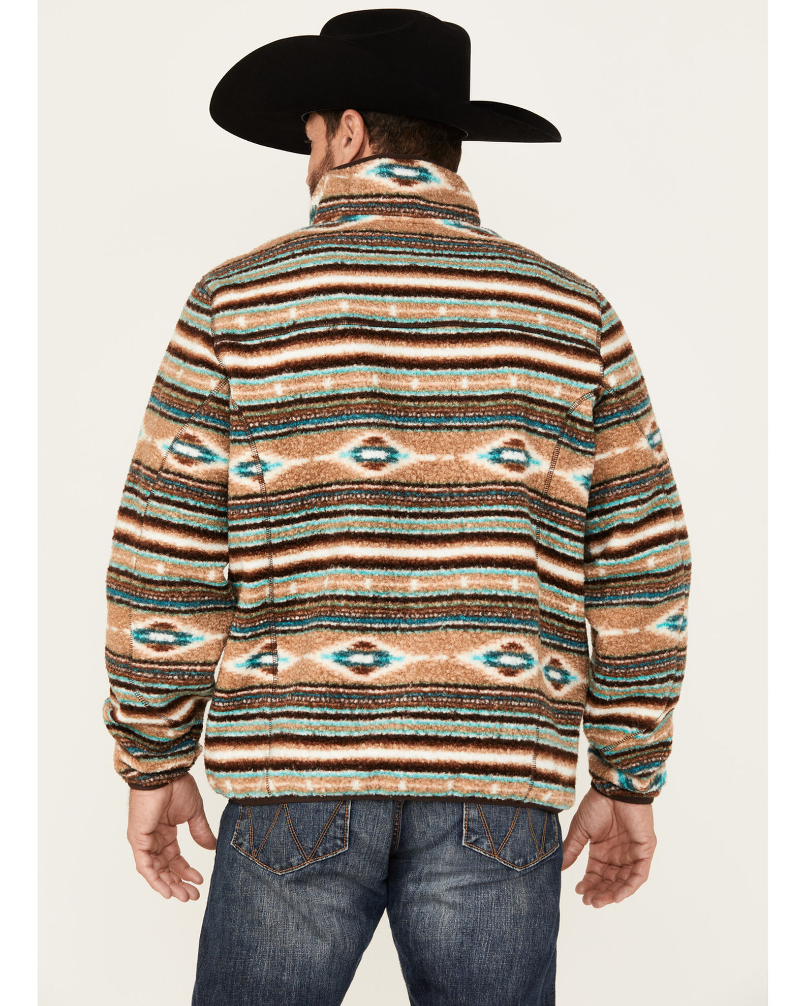 Product Name: Rock & Roll Denim Men's Southwestern Striped Berber 1/4 Zip  Pullover