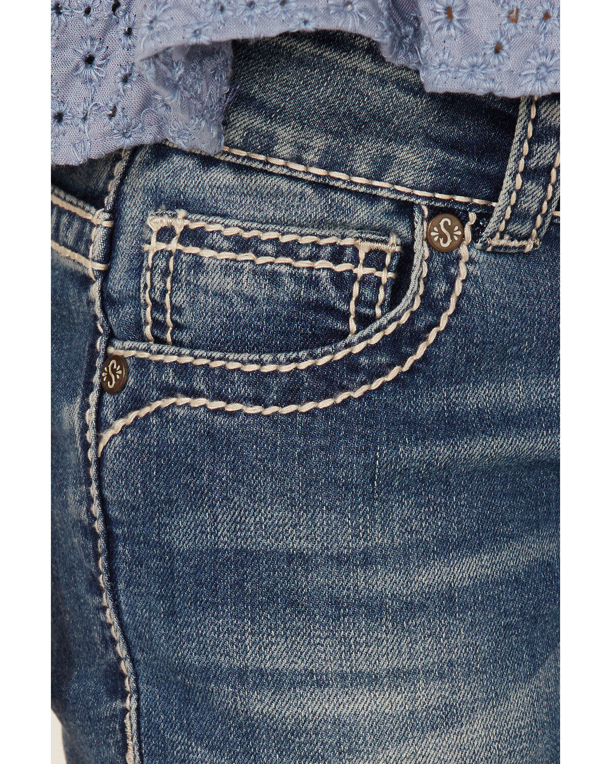 Image #2 - Shyanne Girls' Floral & Swirl Bootcut Jeans, Blue, hi-res