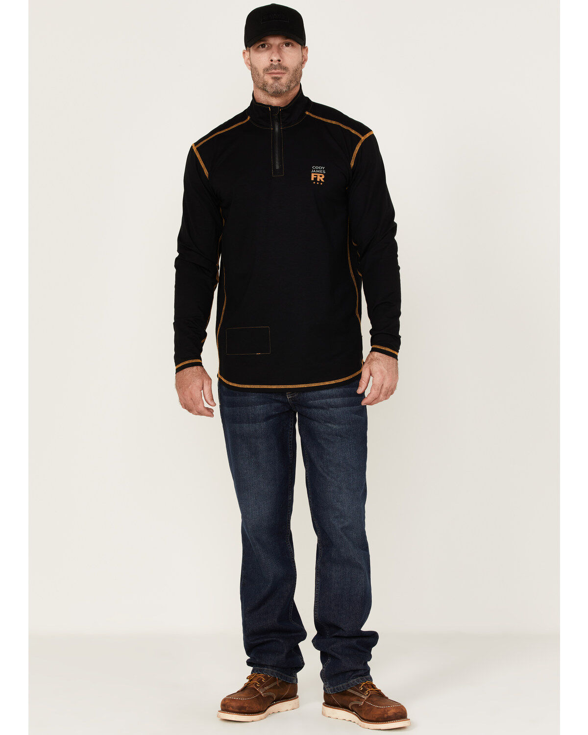 Image #2 - Cody James Men's FR Knit 1/4 Zip-Front Work Pullover, Black, hi-res