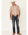 Cowboy Hardware Men's Paisley Striped Print Short Sleeve Snap Western Shirt , Tan, hi-res