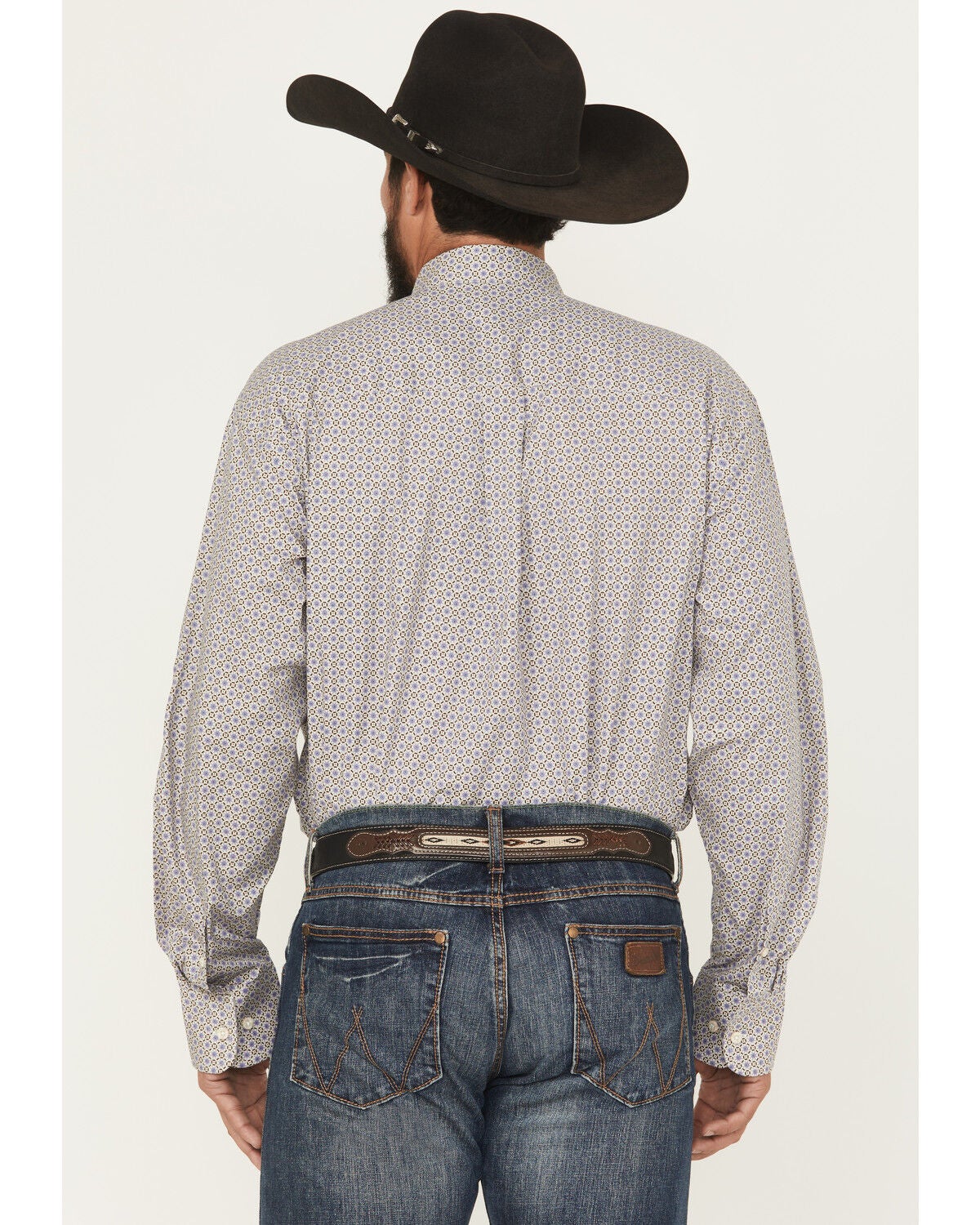 Image #4 - George Strait by Wrangler Men's Medallion Print Long Sleeve Button-Down Stretch Western Shirt, Multi, hi-res