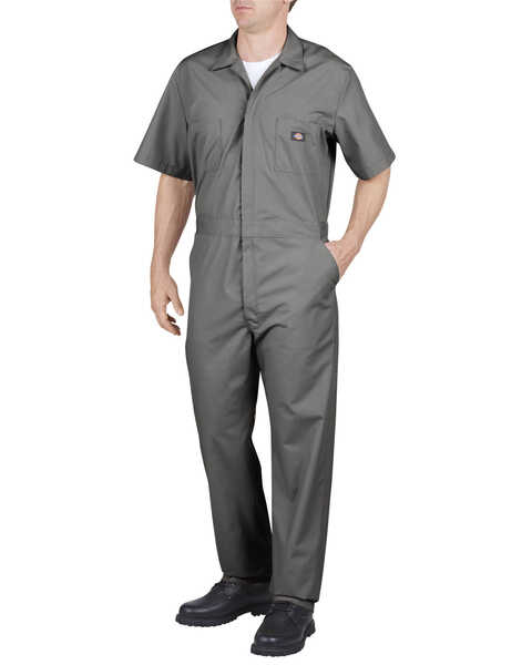 Image #1 - Dickies Short Sleeve Work Coveralls, Grey, hi-res