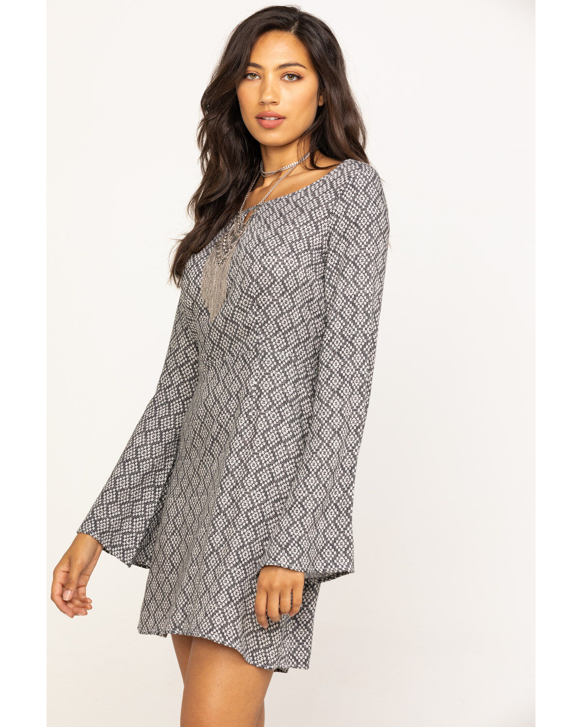 Image #3 - Stetson Women's Geometric Southwestern Bell Sleeve Dress, , hi-res