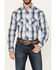 Image #3 - Panhandle Men's Plaid Print Men's Long Sleeve Pearl Snap Performance Western Shirt, Dark Blue, hi-res