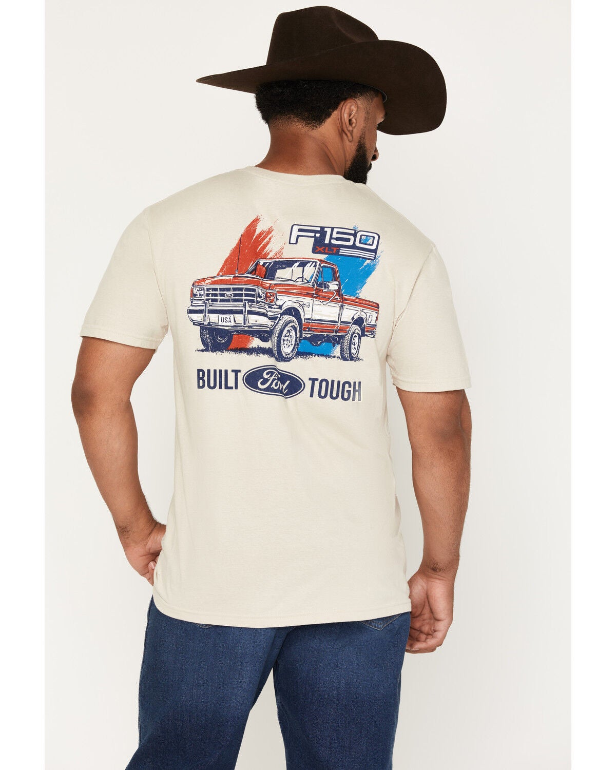 Image #1 - Americana Men's Ford Built Tough Short Sleeve Graphic T-Shirt, Sand, hi-res