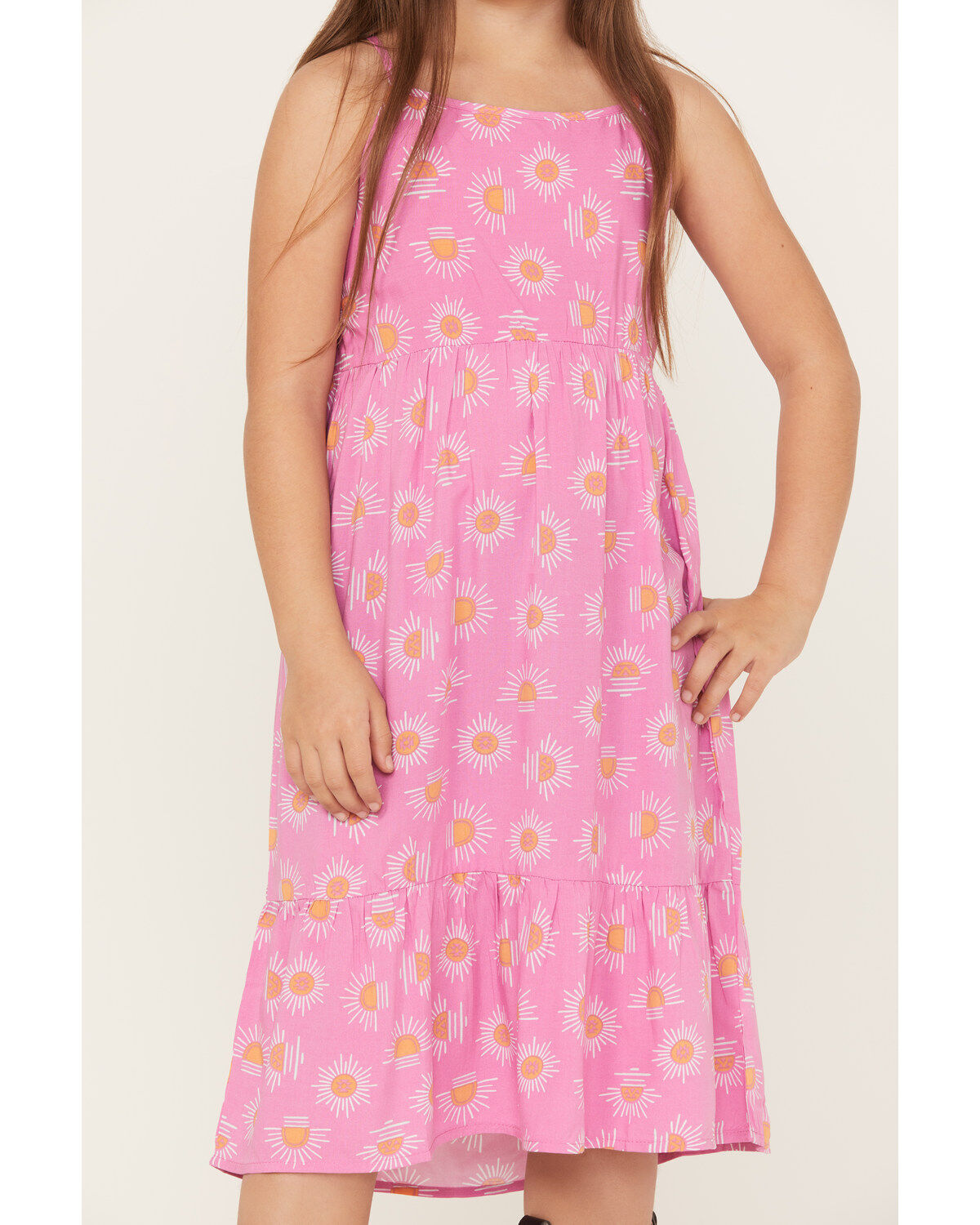 Image #3 - Wrangler Girls' Sunburst Print Sleeveless Midi Dress, Pink, hi-res