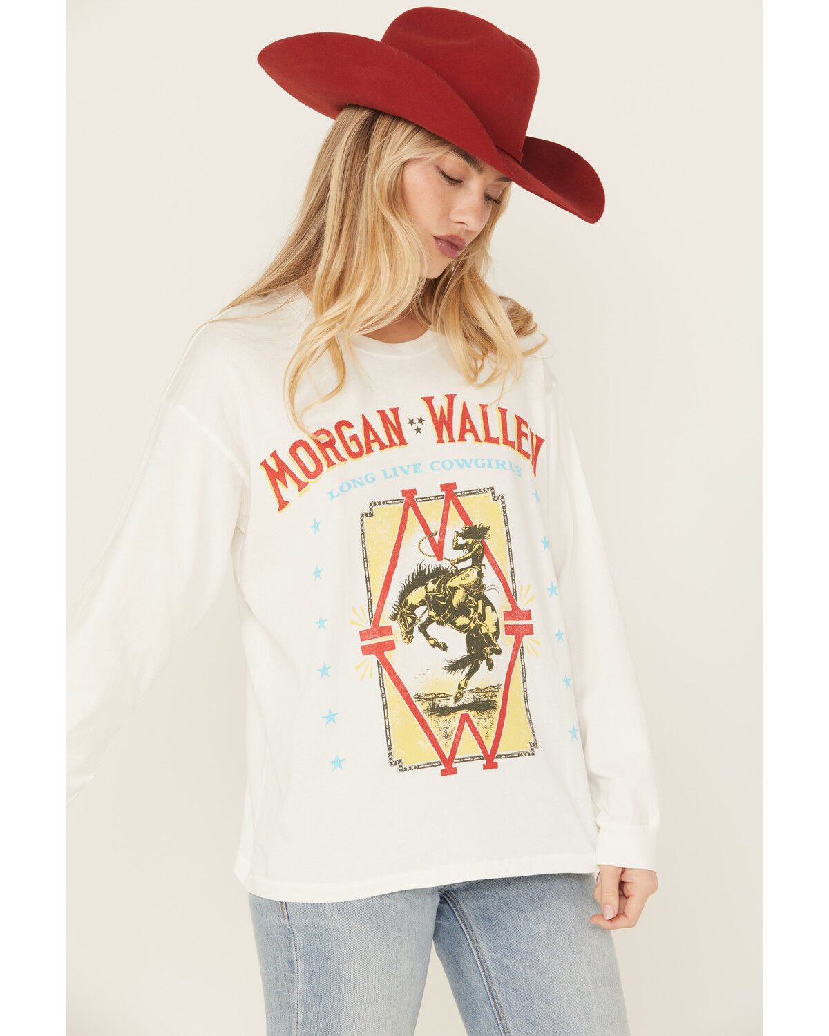 Image #2 - Day Dreamer Women's Morgan Wallen Long Live Cowgirls Long Sleeve Graphic Tee, White, hi-res