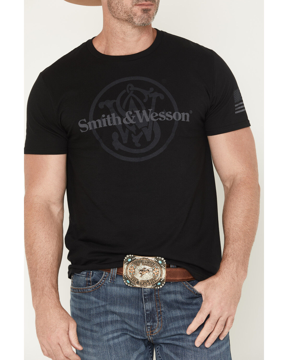 Smith & Wesson Men's Overlay Logo Short Sleeve Graphic T-Shirt