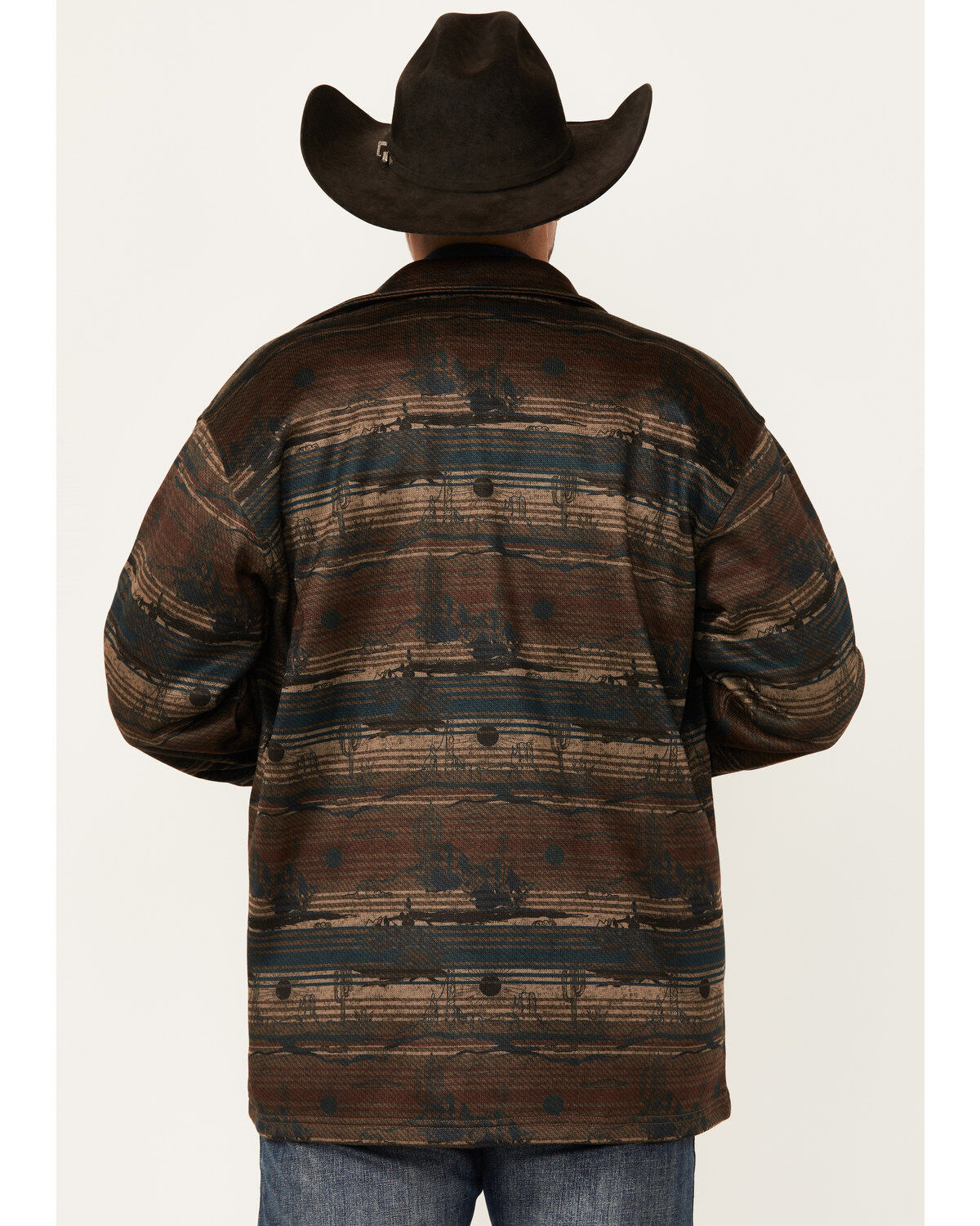 Image #4 - Ariat Men's Caldwell Desert Striped Print Long Sleeve Button-Down Shacket, Brown, hi-res