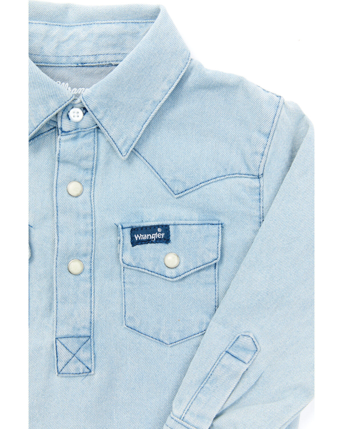 Image #3 - Wrangler Infant Boys' Long Sleeve Collared Onesie, Blue, hi-res