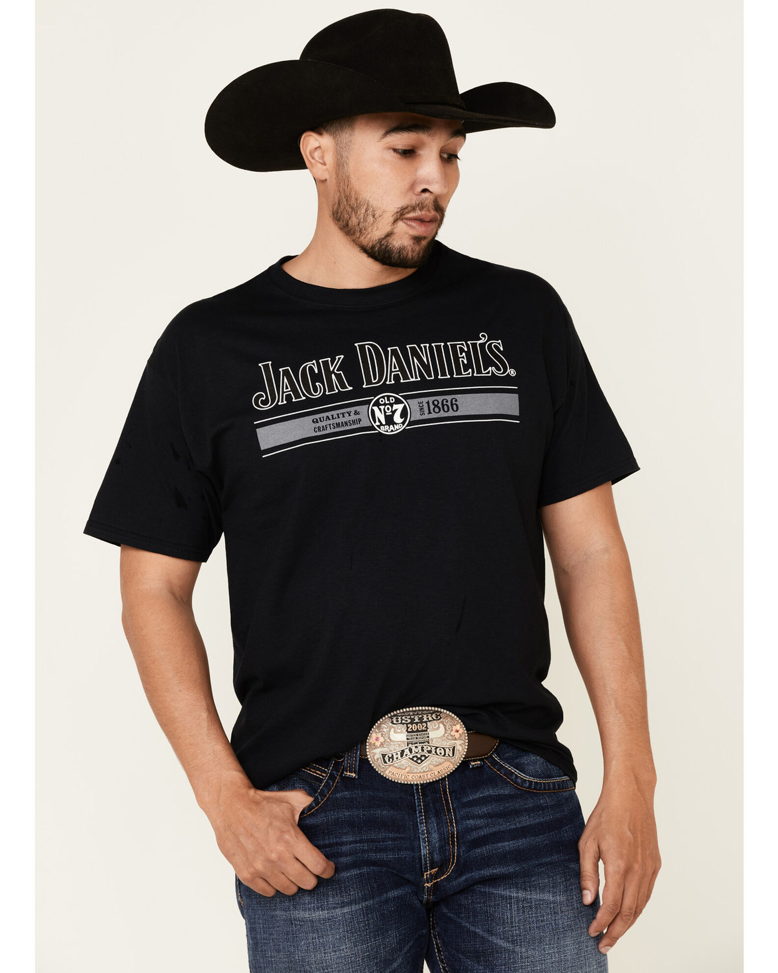 Jack Daniel's Men's Vertical Stripe Logo Graphic Short Sleeve T-Shirt |  Boot Barn