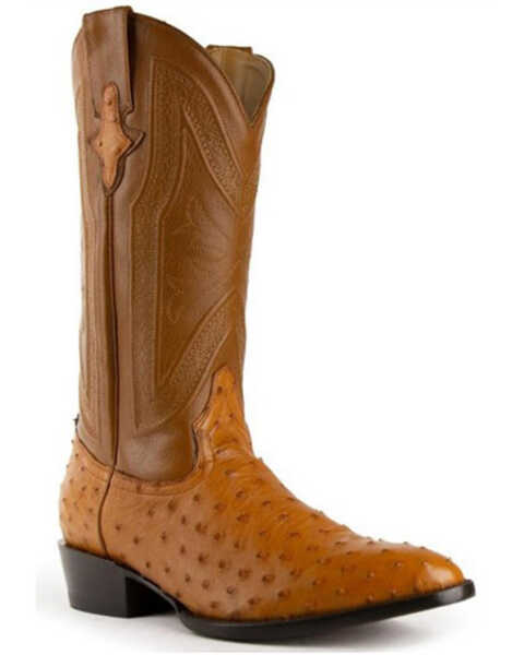 Ferrini Men's Colt Full Quill Ostrich Western Boots - Medium Toe, Cognac, hi-res