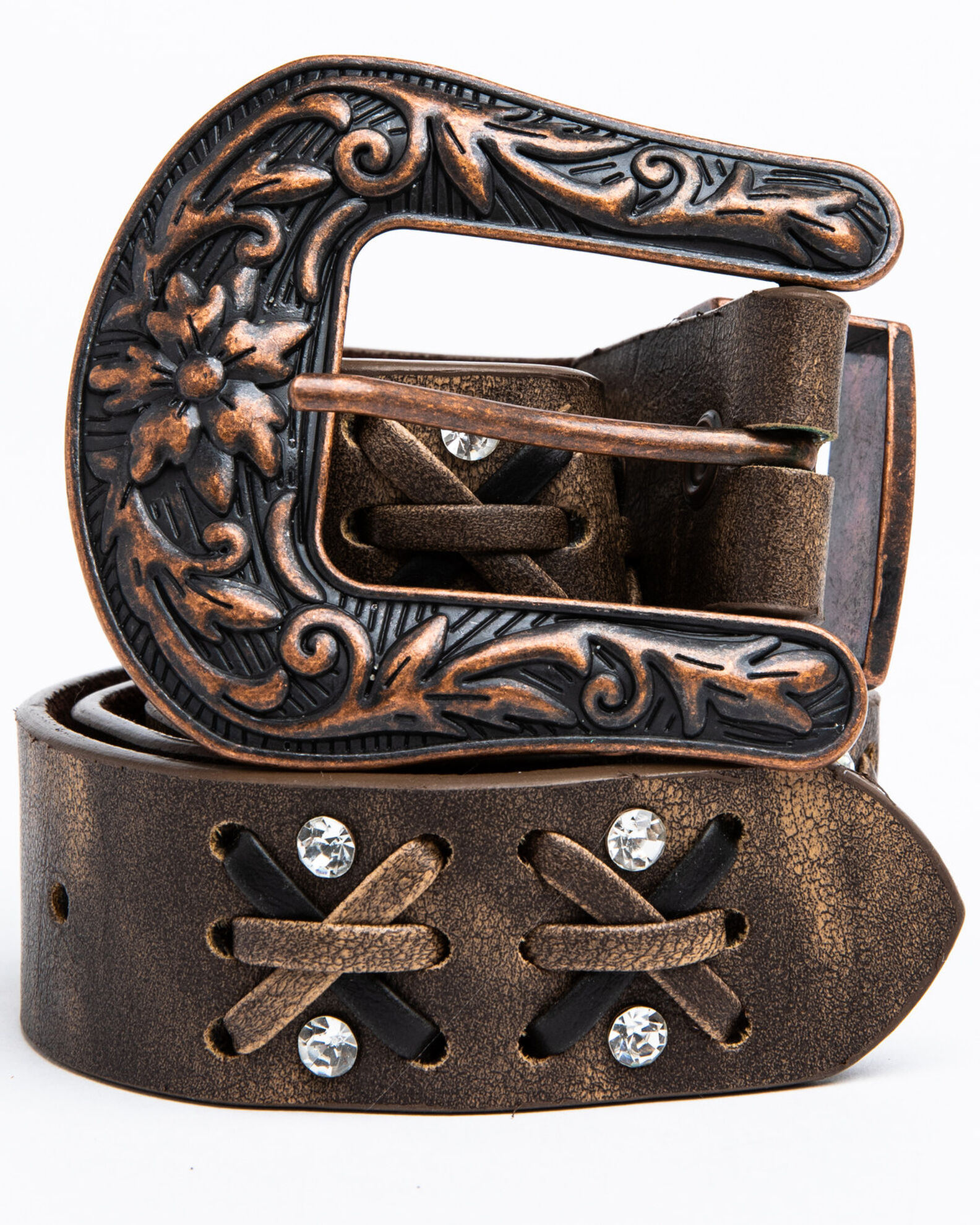 Image #1 - Shyanne Women's Criss Cross Belt, Brown, hi-res