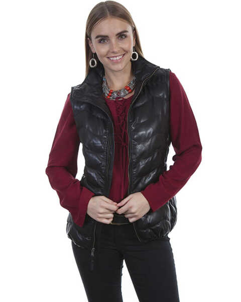 Leatherwear by Scully Women's Quilted Leather Vest , Black, hi-res