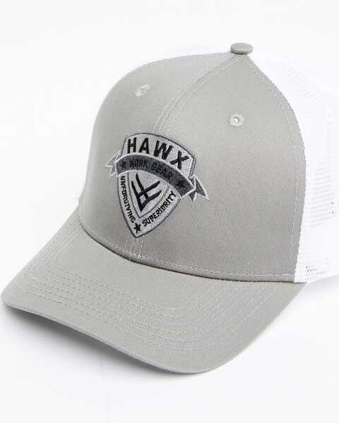 Hawx Men's Gray Ribbon Logo Shield Patch Mesh-Back Ball Cap , Grey, hi-res