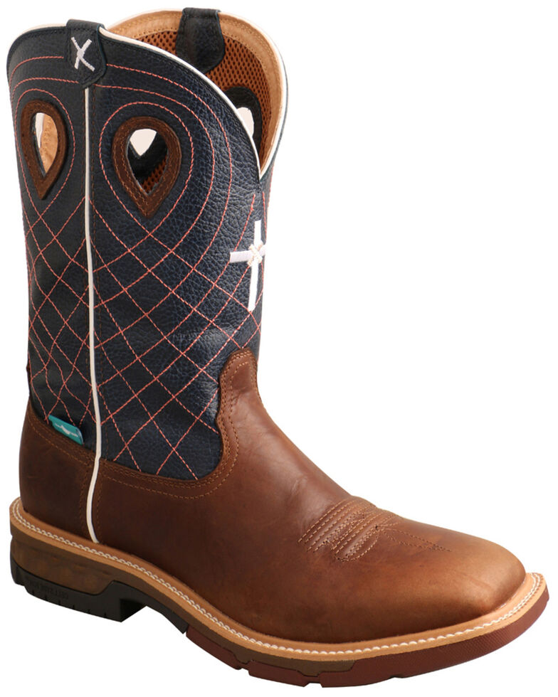 Twisted X Men's Waterproof CellStretch Western Work Boots - Soft Toe, Brown, hi-res