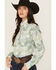 Image #3 - Cowboygirl by Jenna Paulette Women's Patchwork Print Long Sleeve Pearl Snap Western Shirt, Green, hi-res