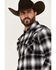 Ely Walker Men's Plaid Print Long Sleeve Snap Western Flannel Shirt , Black, hi-res