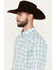 Image #2 - Ariat Men's Edward Plaid Print Long Sleeve Button-Down Performance Western Shirt, Aqua, hi-res