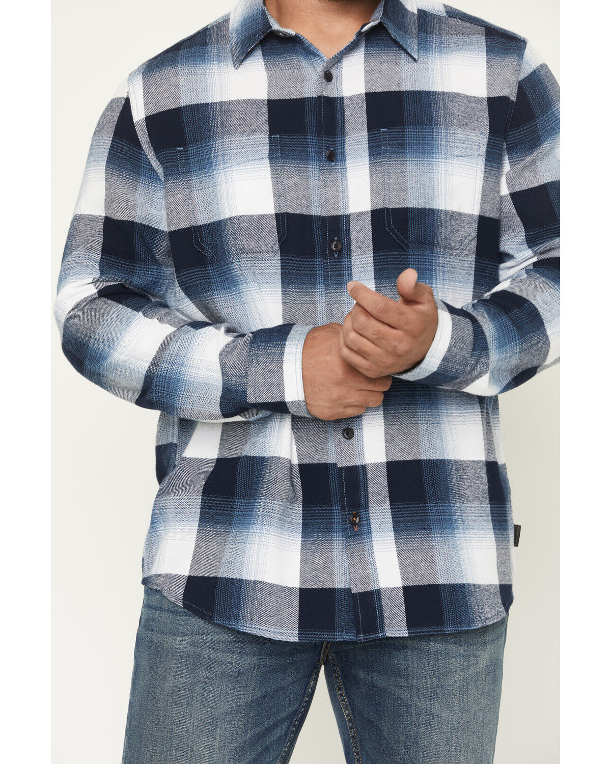 Image #3 - Brothers and Sons Men's Marksman Plaid Print Long Sleeve Button-Down Flannel Shirt, Blue, hi-res
