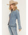 Image #3 - Idyllwind Women's Avery Lace-Up Denim Slub Shirt, Medium Wash, hi-res