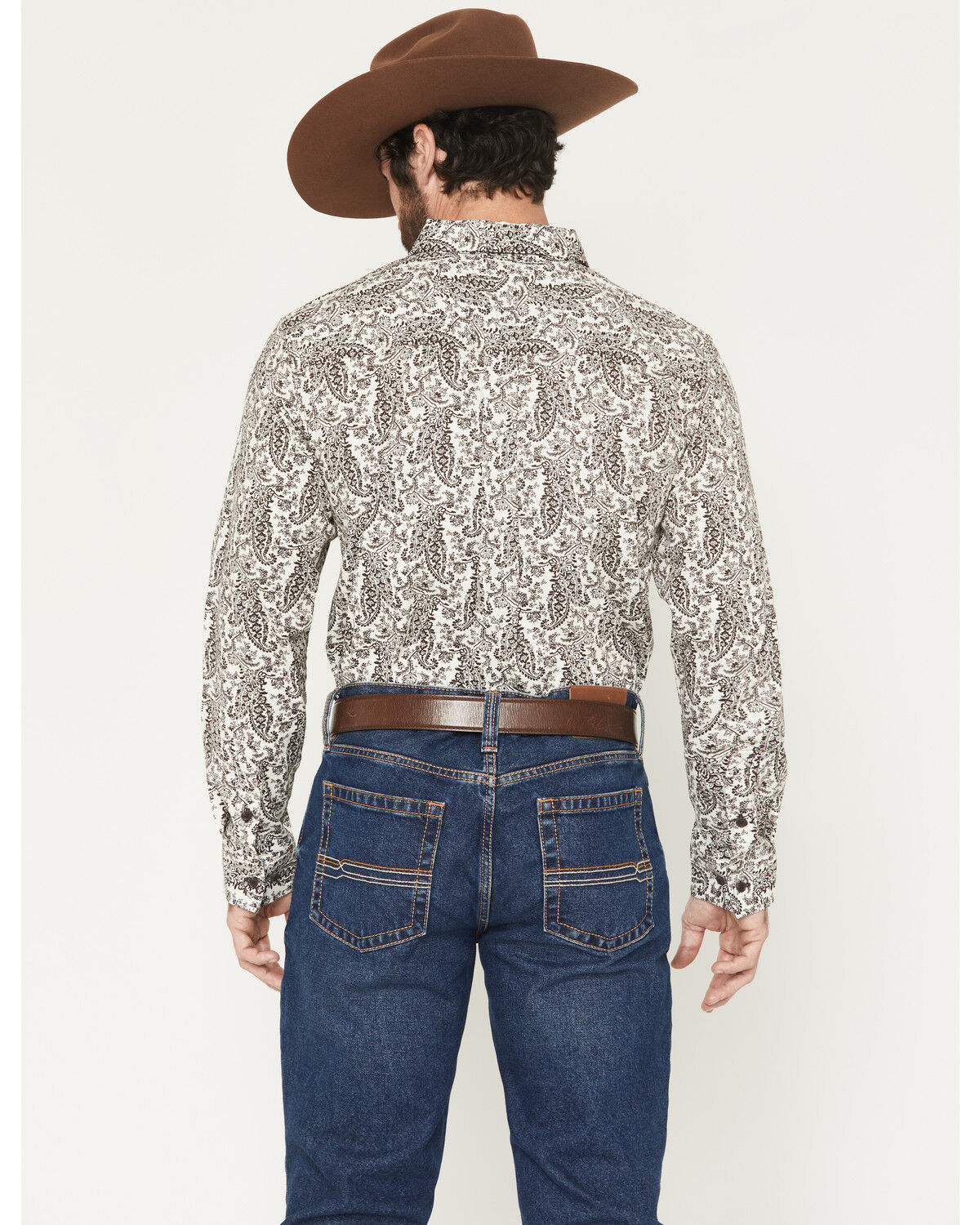 Image #4 - Cody James Men's Dagget 2.0 Paisley Print Long Sleeve Button-Down Stretch Western Shirt, Brown, hi-res