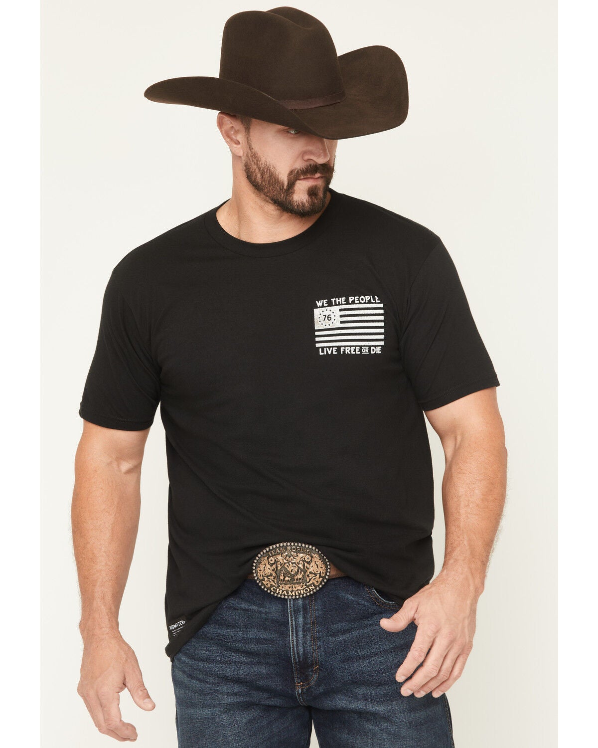 Howitzer Men's Free or Die Short Sleeve Graphic T-Shirt, Black, hi-res