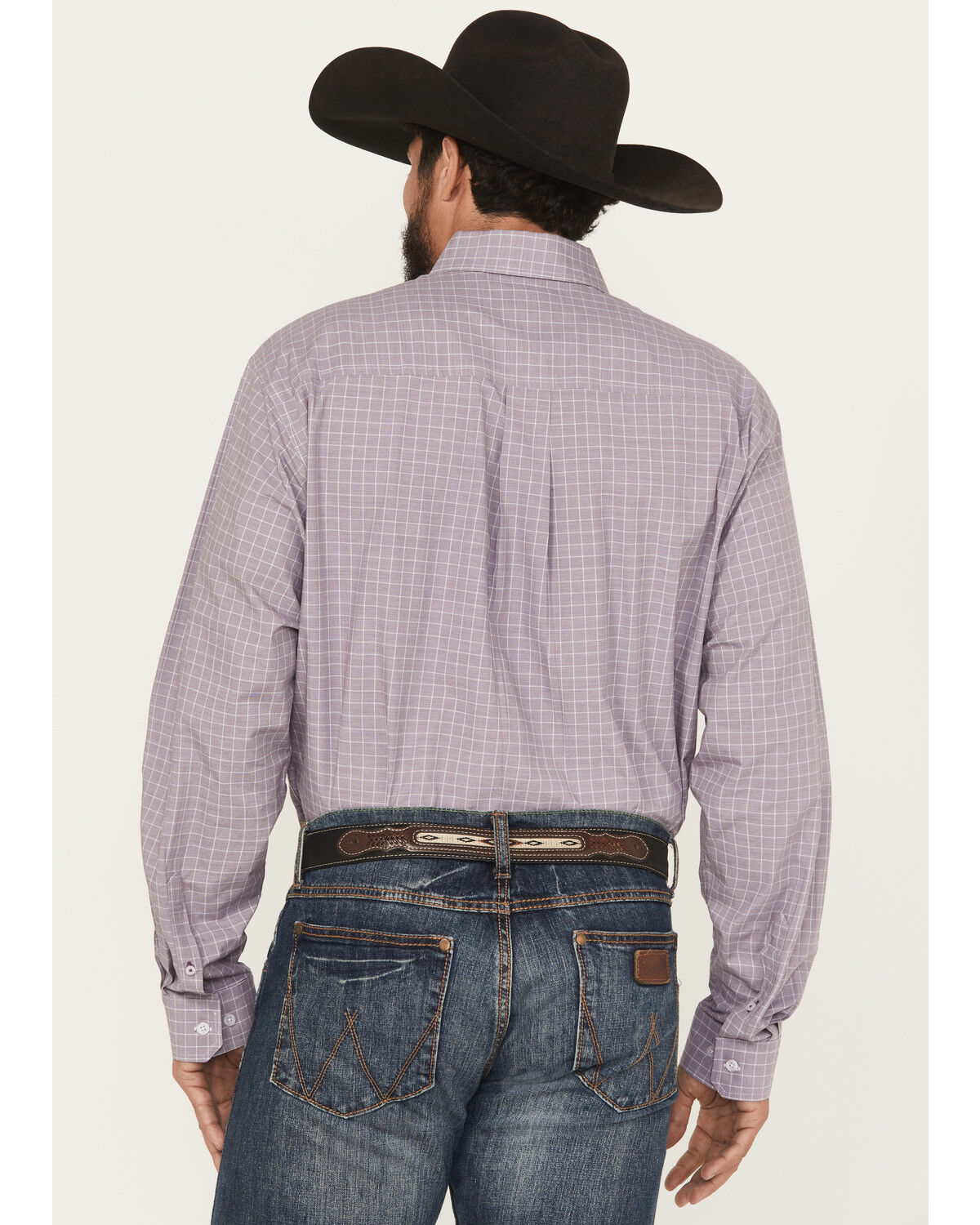 Image #4 - Cinch Men's Checkered Long Sleeve Button-Down Western Shirt, Light Purple, hi-res