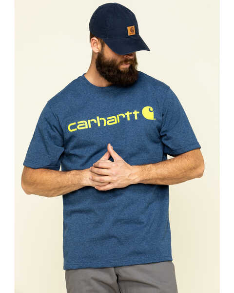 Image #1 - Carhartt Men's Short-Sleeve Logo T-Shirt, Indigo, hi-res