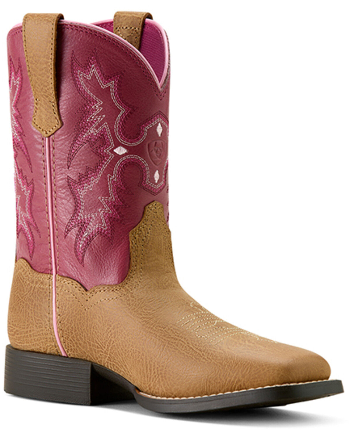 Image #1 - Ariat Girls' Tombstone Western Boots - Broad Square Toe, Pink, hi-res