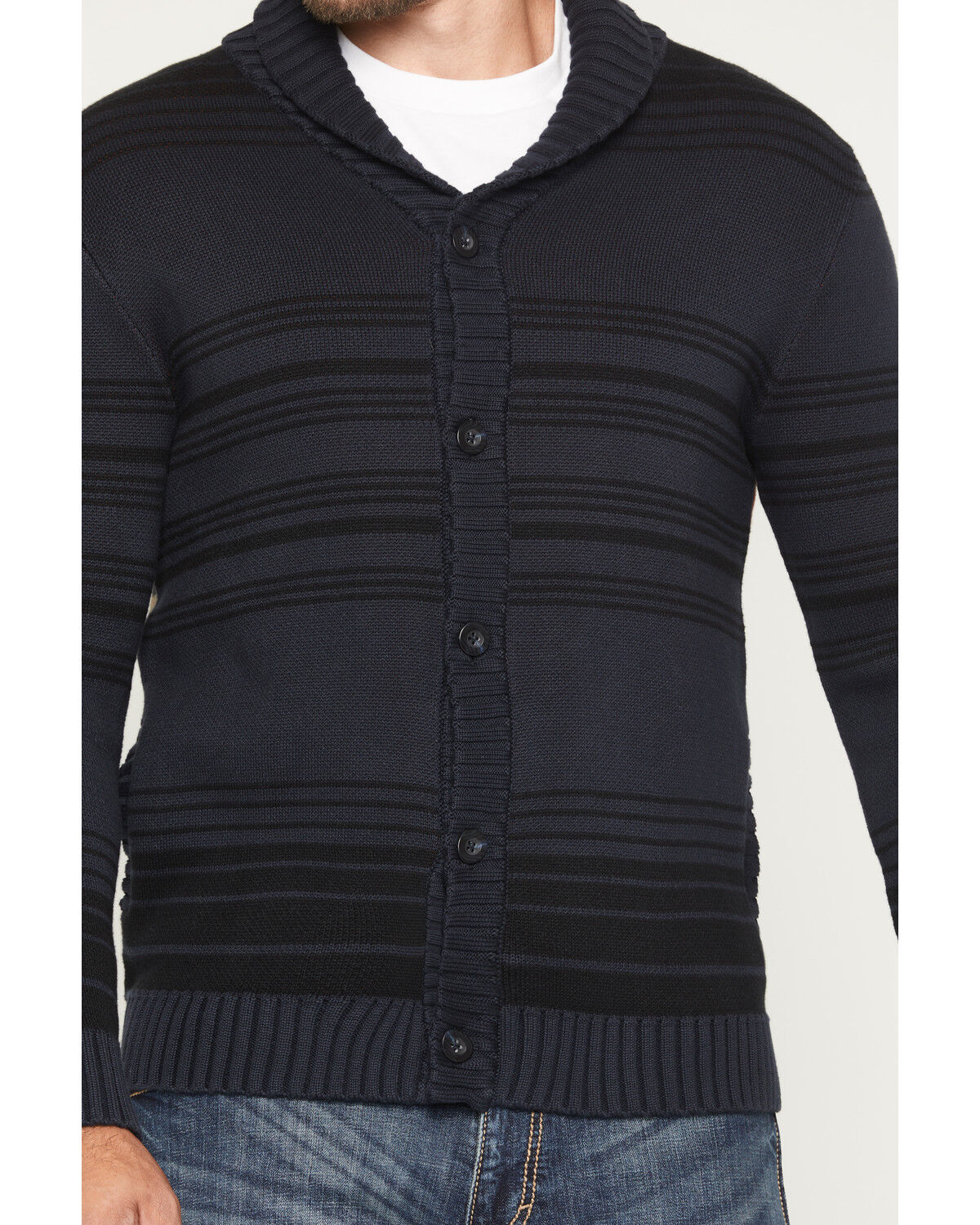 Image #3 - Pendleton Men's Tumal Ridge Multicolored Back Button-Down Sweater, Navy, hi-res