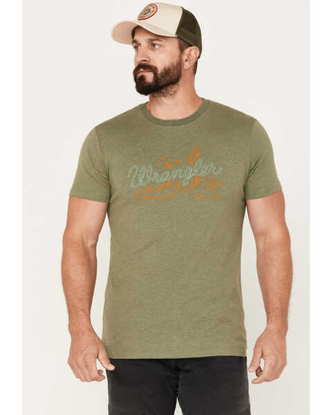 Wrangler Men's Scenic Logo Graphic Short Sleeve T-Shirt, Sage, hi-res