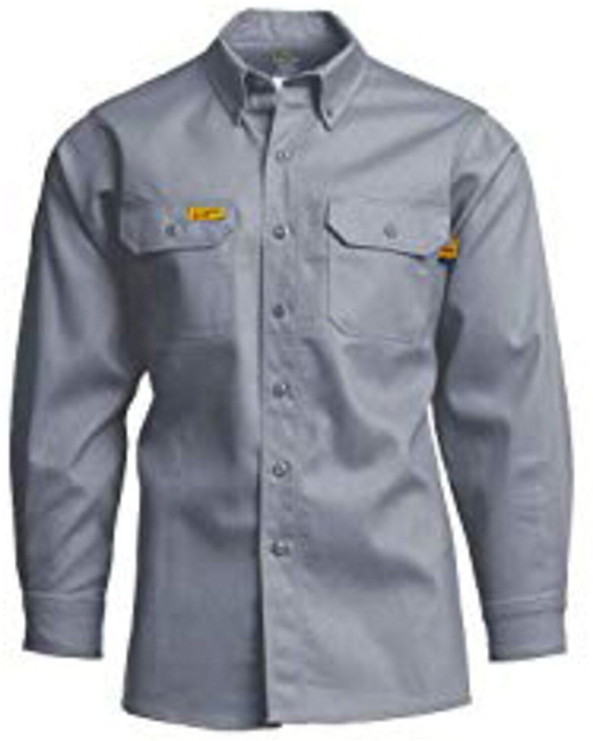 Lapco Men's FR Solid Long Sleeve Button Down Uniform Shirt, Grey, hi-res