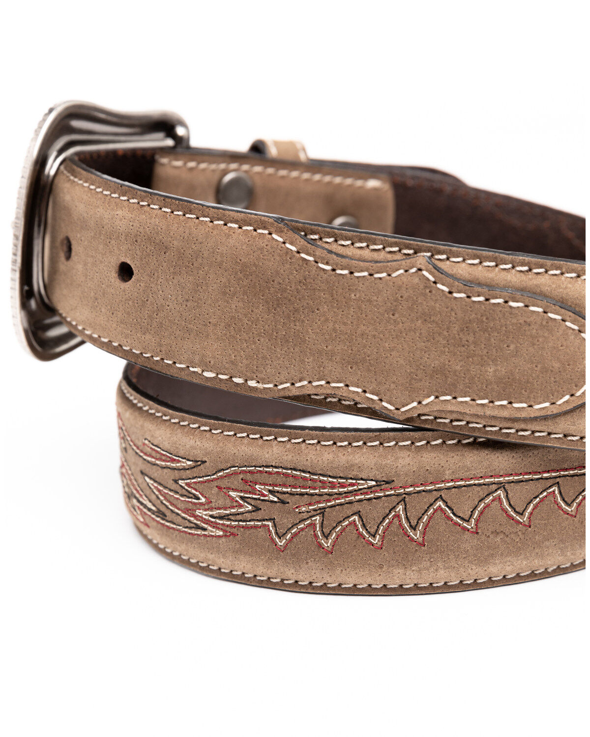 Image #3 - Cody James Men's Brown Red Stitched Leather Western Belt , , hi-res
