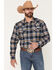 Image #1 - Cody James Men's Sequoia Plaid Print Long Sleeve Snap Flannel Shirt, Blue, hi-res